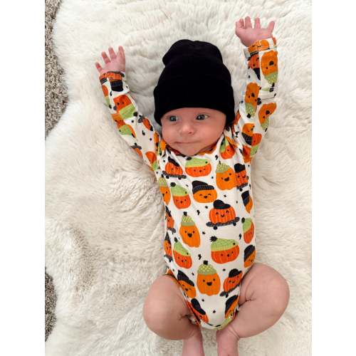 Long Sleeve Bodysuit, Pumpkin Buds