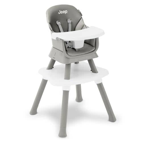 Jeep Milestone 6-in-1 Convertible High Chair by Delta Children, Light Grey | 6-in-1 High Chair Converts to Stool, Booster Seat, Toddler Chair, Activity Table and Desk and Chair for Babies & Toddlers