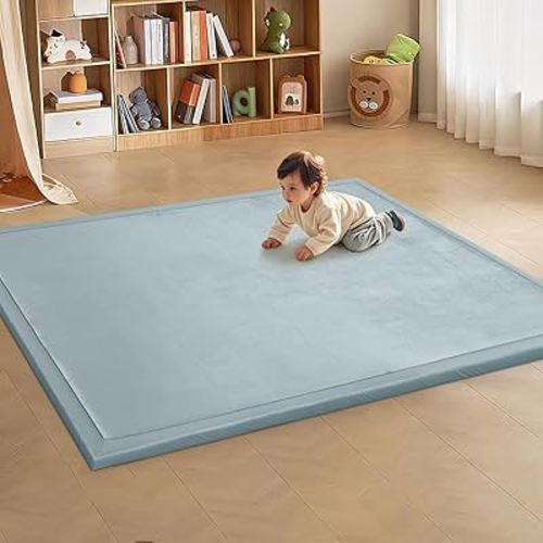 MABOZOO Extra Thick 1.3 Inch Baby Play Mat, 74 * 50 Inch Baby Floor Mat Memory Foam Playpen Mat for Babies, Toddlers, Infants, Baby Playmat Crawling Mat Activity Playmat for Indoor & Outdoor