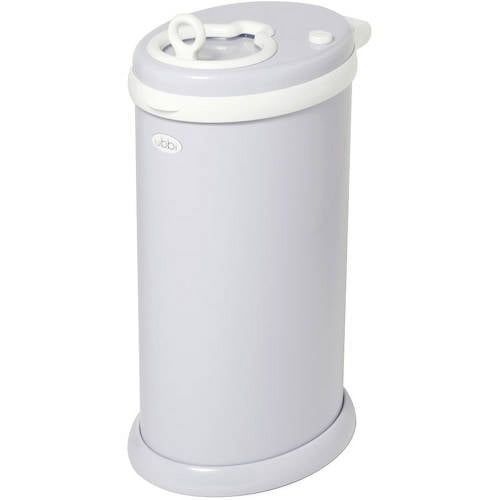 Ubbi Odor Locking Steel Diaper Pail, No Special Bags Required, Baby Registry Must-Have, Gray