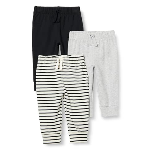 Amazon Essentials Unisex Babies' Cotton Pull-On Pants with Elastic Waist, Pack of 3