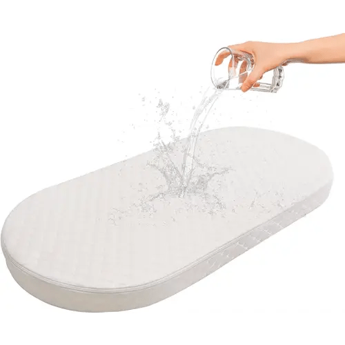 Baby Bassinet Mattress, Breathable, Hypoallergenic, Premium Foam, Non-Toxic, Oval Shaped with Removal Waterproof Cover,15" x 30" x 2'', White