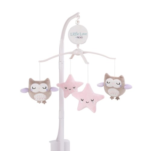 Little Love by NoJo Shine On My Love - Girl Owls and Stars Pink, Lavender Musical Mobile