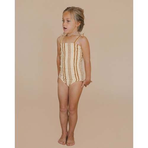 Cocoa Stripe smocked one piece