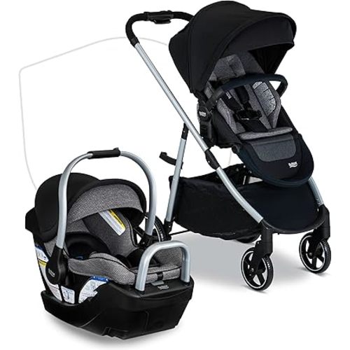 Britax Willow Grove SC Baby Travel System, Infant Car Seat and Stroller Combo with Alpine Base, ClickTight Technology, SafeWash, Pindot Onyx