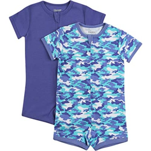 Hanes Baby Rompers, Ultimate Zippin Short Sleeve Romper for Boys & Girls, 2-Pack