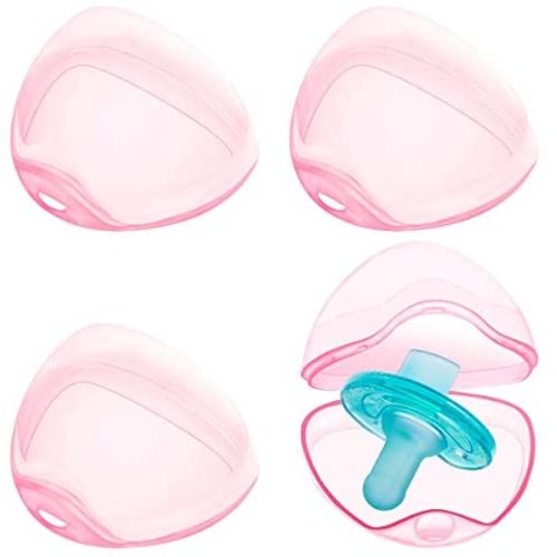 LANEYLI Pacifier Case Pacifier Holder Case Pacifier Clip Binky Holder Case Pacifier Box Pacifier Accessories 4 Pack Pink