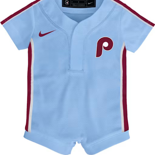 Philadelphia Phillies Nike Baby LIGHT BLUE Alt 2 Replica Romper Baseball Jersey - 133420748