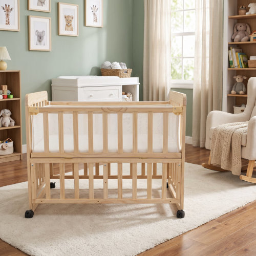 Rebrilliant 4-in-1 Solid Pine Baby Bassinet Bedside Sleeper with Adjustable Heights, Breathable Mesh Liner & Mattress, Portable Rolling Mini Crib for 0-36 Months | Wayfair