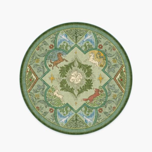 Woodland Wanderer Medallion Green Flatwoven Rug, 6' Round | Ruggable