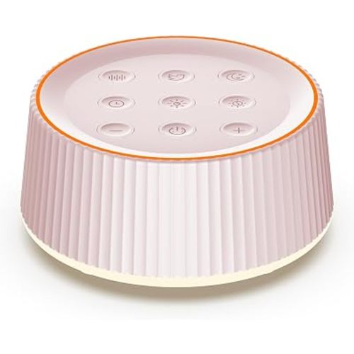 Noise Machine, White Noise Sound Machine for Baby & Adults, 26 Soothing Sounds, 8 Night Light Colors, Tap Control, 6 Timer Settings, Auto-Off & Memory, 4-7-8 Breathing (Pink, Standar)