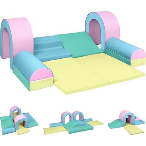 TODEFULL 10 Piece Foam Climbing Blocks, Soft Climbing Toys for Toddlers, Lightweight Baby Climbing Gym, Indoor Baby Activity Play Set for Crawling Climbing and Sliding