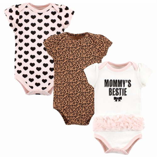 Hudson Baby Infant Girl Cotton Bodysuits, Mommys Bestie Leopard Tutu, 3-6 Months