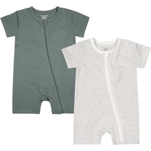 Teach Leanbh Baby Boys or Girls 2 Pack Pajamas Cotton Short Sleeve Zipper Romper Jumpsuits Sleep and Play 3-24 Months …