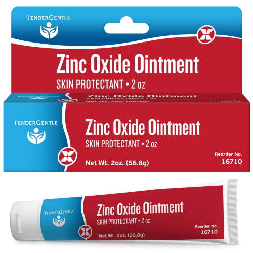 TENDERGENTLE Zinc Oxide Ointment for Adults and Babies, 2 oz Skin Protectant for Diaper Rashes Cuts Burns