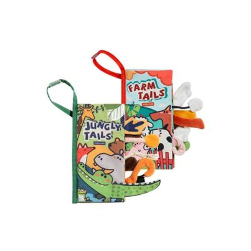 Bc Babycare Baby Cloth Book with 3D Animal Tails - Soft Crinkle Sensory Toy for 0-6 Months, Washable & BPA-Free
