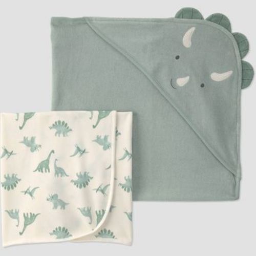 Carter's Just One You® Baby 2pk Hooded Towel - Green Dino