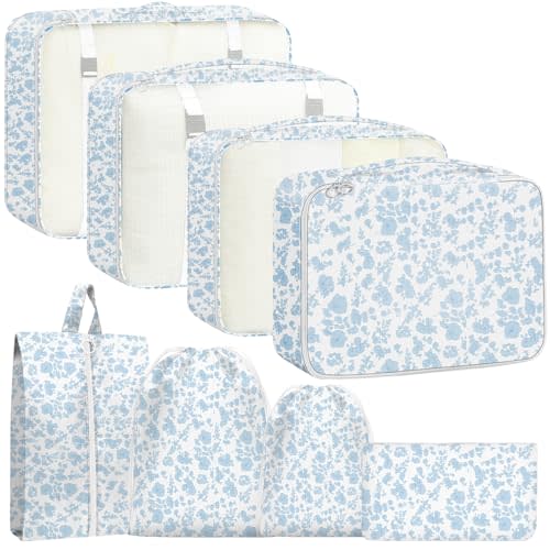 Packing Cubes for Travel - 8 Set Luggage Organizer Bags for Family, Mesh Breathable Packing Cubes for Suitcases Durable Travel Essentials Bags Set