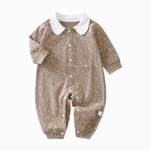 CAUYDY 6 9 12 18 Months Baby Boys One-Pieces Newborn Clothes Preemie Long Sleeved Sleepers Infant Boy Romper Fall Winter Toddler Pajamas Khaki for Sizes 6-9 Months