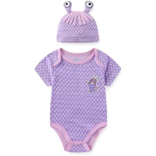 Disney Monsters Inc. Boo Baby Girls Bodysuit with Hat Cap 2 Piece Set for Newborn and Infant