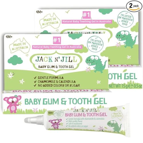 Jack N' Jill Baby Gum & Tooth Gel for Teething, Drug-Free with Naturally Derived Chamomile & Calendula, No Added Sugars, Suitable for 4 Months & Up - 0.5 oz (15g), 2 Pack