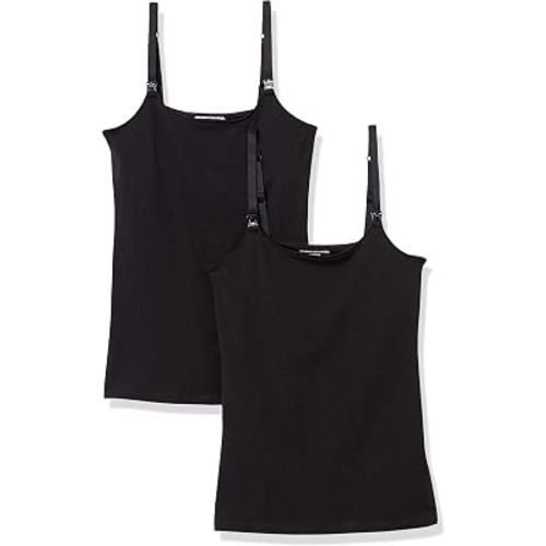 Amazon Essentials Women's Maternity Nursing Tops, Pregnancy Clothes with Adjustable Straps and Built-in Shelf Bra, Pack of 2