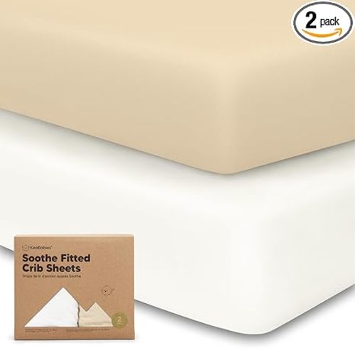 KeaBabies 2-pk Organic Cotton Crib Sheets for Boys Girls 52x28 (Khaki) | Fitted Crib Mattress Sheet Neutral, Breathable Cover for Baby Bed Set, Toddler Mattress, Soft & Cute Prints