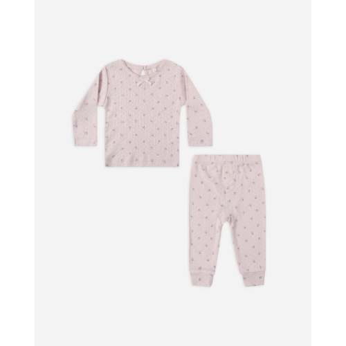 Pointelle Long Sleeve Tee + Legging || Lilac Ditsy – Quincy Mae