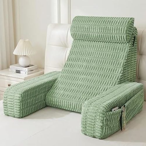 Reading Pillow for Bed Sitting Up with Large Pockets,Modern Style