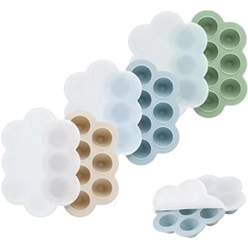 PandaEar 3 Pack Baby Silicone Freezer Tray with Lids, Silicone Baby Food Storage Container for Homemade Baby Food, Fruit Purees, Vegetable and Breast Milk(Blue/Green/Meat)