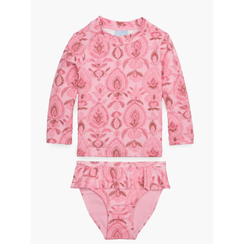 The Baby Ariel Rashguard Set - Pink Palm Ikat