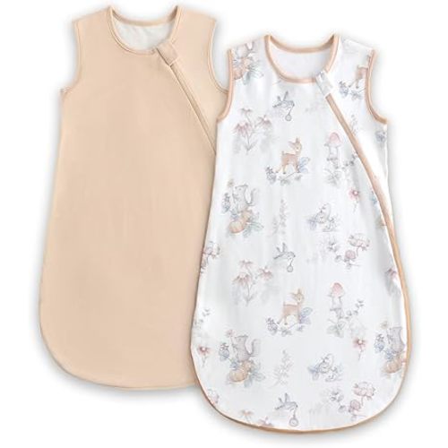 WYTbaby Baby Sleep Sack 2 Pack,1.5 1.0 TOG 100% Cotton Layered Wearable Blanket,Soft Padded Sleep Nest for 0-24 Month