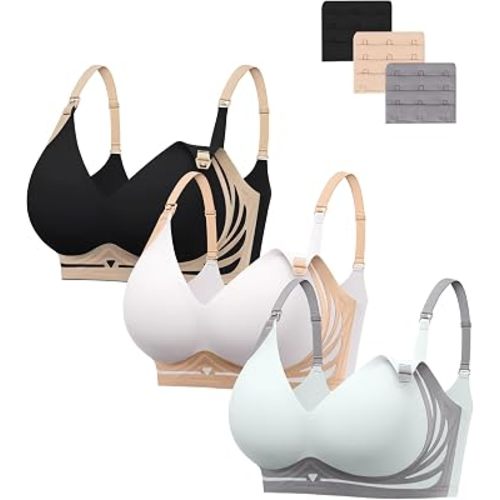 HBselect Nursing Bras for Breastfeeding 3 Pack Women Maternity Jelly Bras