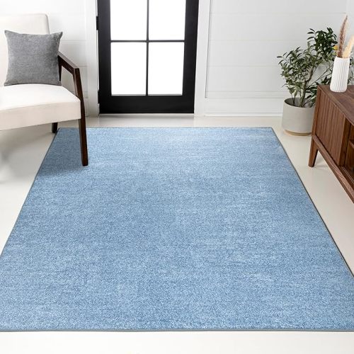 JONATHAN Y Haze Solid Low-Pile Classic Blue Indoor Area Rug 5x8, Coastal,Bohemian,Minimalist,Classic, Easy-Cleaning for Living Room,Bedroom,Kitchen,Pet Friendly,Non-Shedding (SEU100F-5)