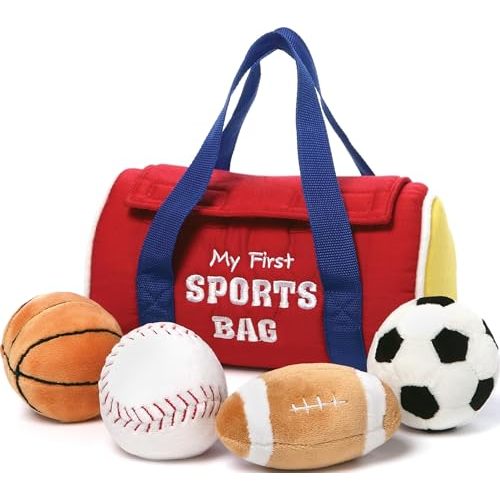 GUND Baby My First Sports Bag 5-Piece Sensory Plush Toy Playset for Babies