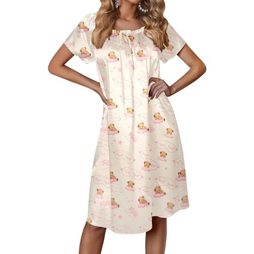 Ekouaer Women's Satin Silk Pleated Nightgown