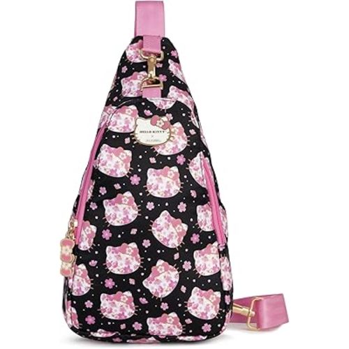 JuJuBe x Hello Kitty Cherry Blossoms Crossbody Sling Diaper Bag, Purses for Women, Essentials for Mom, Newborn, Baby & Toddler, Women’s Crossbody Bag, Adjustable Strap, Lightweight, Machine Washable