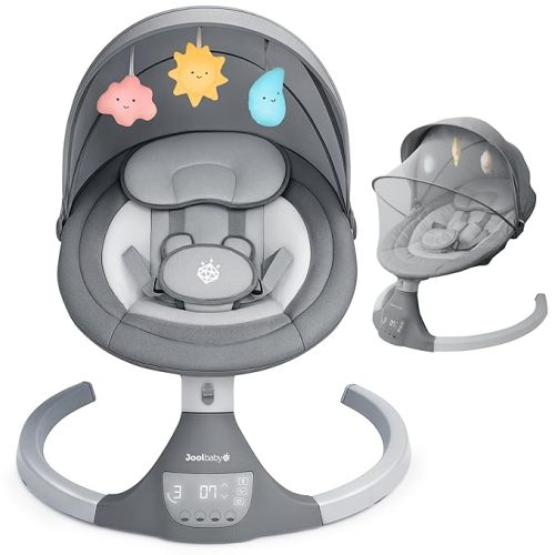 Jool Baby Nova Swing for Newborns - Electric Motorized Infant Swing, Bluetooth Music, 10 Preset Melodies, Remote (Updated Model, Sage)