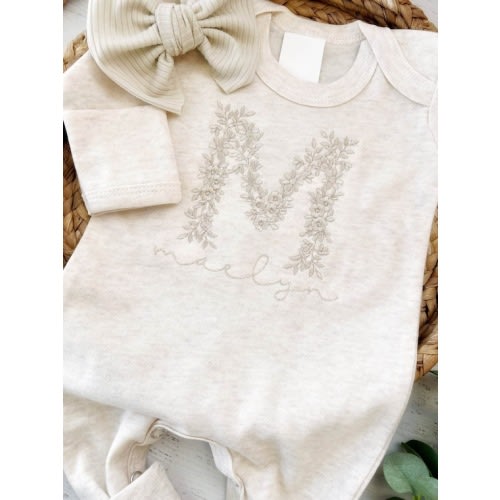 Personalized Oatmeal Baby Romper and Hat Set Custom Name - Etsy