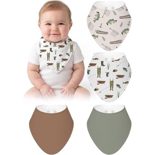 4 Pcs Baby Bandana Bib Cute Baby Nursery Decor Cotton Newborn Infant Feeding Drool Bib for Drooling and Teething Girl Boy