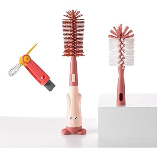 Silicone Baby Bottle Brush with Stand, Water Bottle Brush Cleaner Set