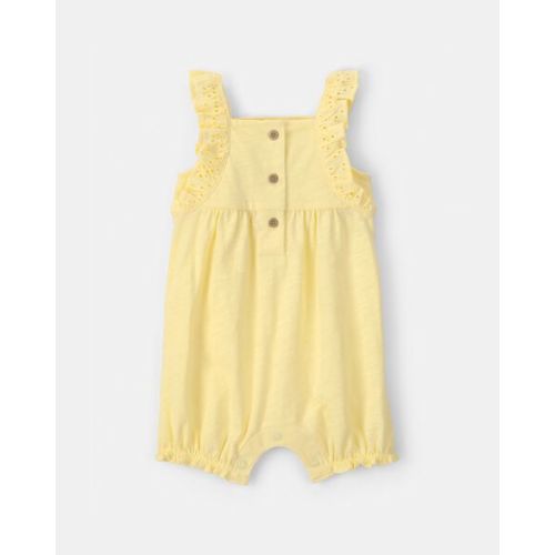 Baby Girl Sleeveless Romper with Eyelet Straps - Yellow | Carter's
