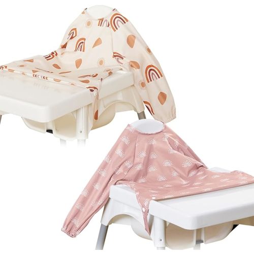 Long Sleeve Baby Bib - Mess-Proof Feeding Bibs for Babies - Adjustable, Waterproof, and Highchair/Table Attachment