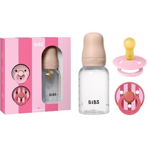BIBS Baby Sprinkle Set, 0-6 Months, Bottle & 2 Pacifiers, Blush