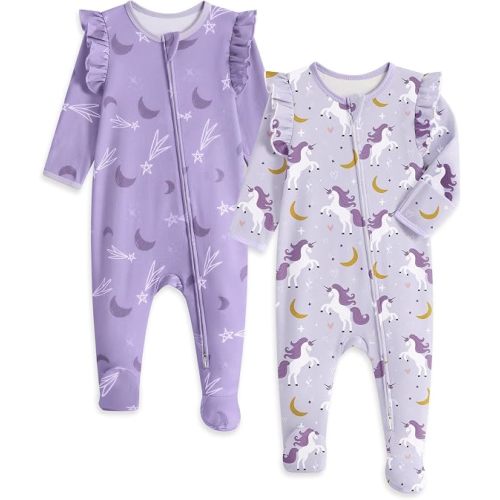 Yoofoss Baby Sleepers Baby Girl Clothes 100% Organic Cotton Pajamas for Newborn 0-3 3-6 6-9 Months Sleep and Play Pjs