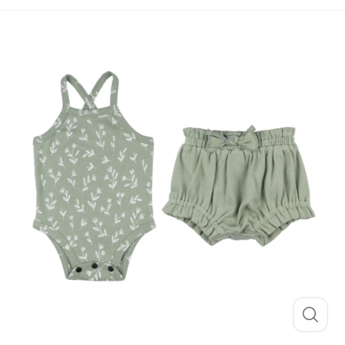 Seafoam Bloom | Organic Criss-Cross Bodysuit and Ruffle Bloomer Set – L'ovedbaby
