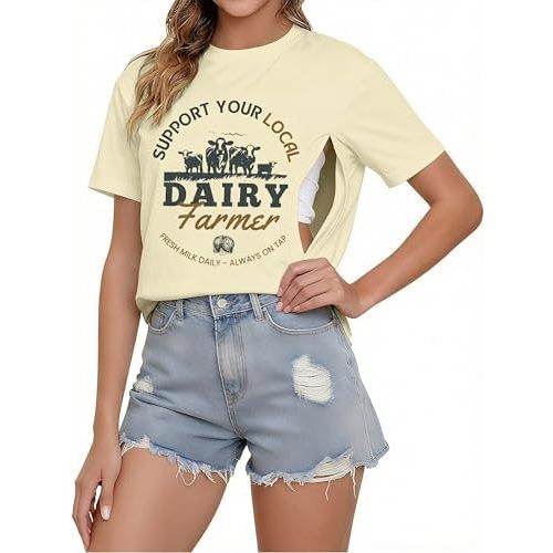 Breastfeeding Shirts for Women Nursing Shirts for Breastfeeding Hidden Zipper Maternity Tops