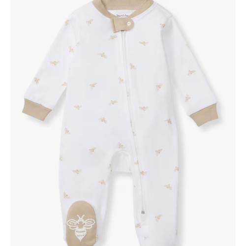 Burt's Bees Baby Boys Sleep and Play PJs, 100% Organic Cotton One-Piece Zip Front Romper Jumpsuit Pajamas
