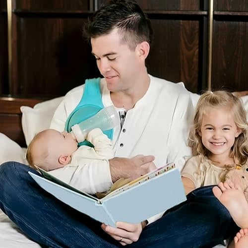 Baby Bottle Holder Hands Free: 2025 New Baby Bottle Holder for Dad Anti-Shedding and Anti-Slip, Suitable for Most Bottle Sizes, Soft Silicone (Blue)