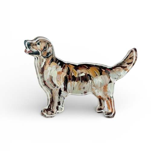 Golden Retriever Dark Dog Acrylic Tabletop Art